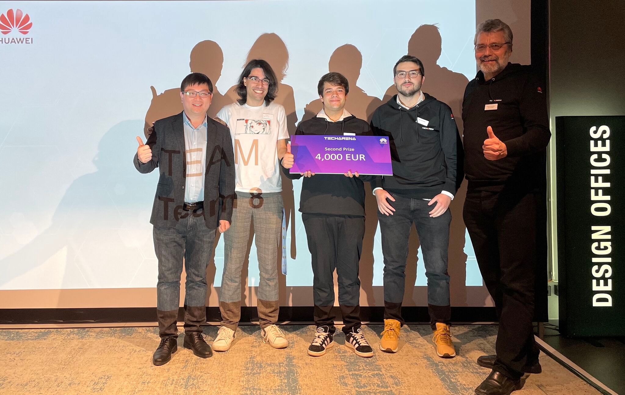 Team 8 receiving second place award at Huawei TechArena 2024